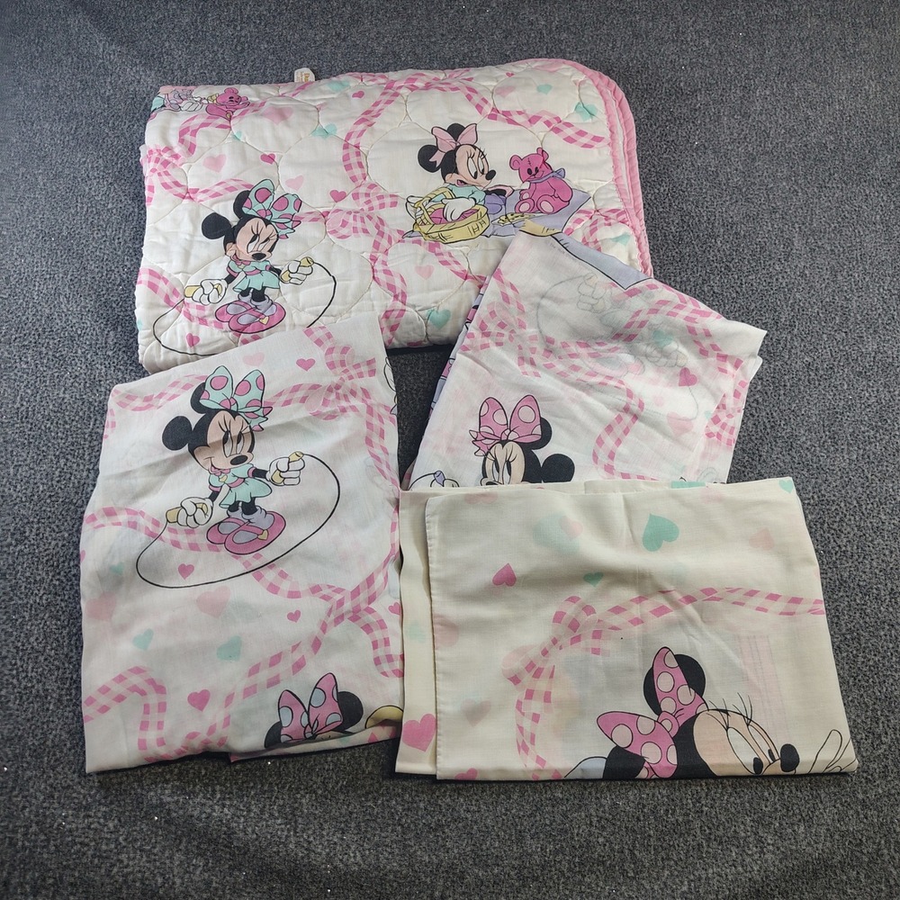 Dundee Minnie Mouse Bedding Set Toddler Pink Vintage Disney Nursery Quilt